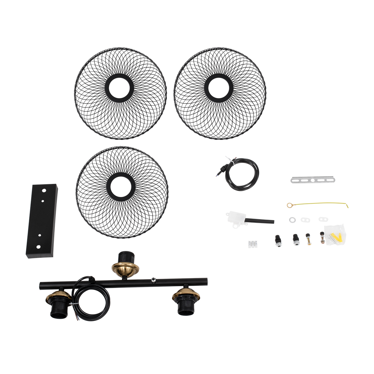 GloboStar® VERONA 00586 Μοντέρνο Κρεμαστό Φωτιστικό Οροφής Τρίφωτο Μαύρο Μεταλλικό Πλέγμα Μ50 x Π28 x Υ20cm - Image 10