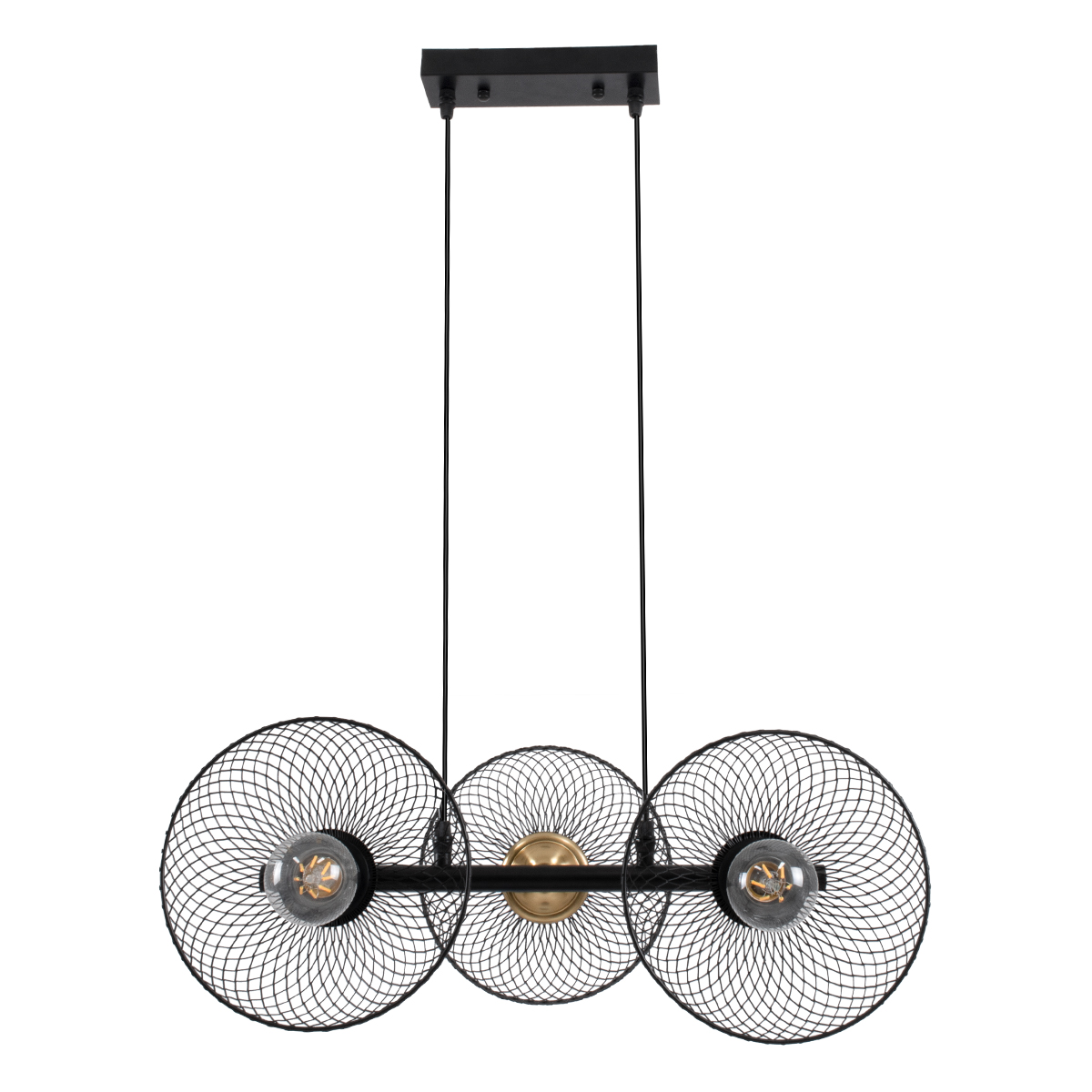 GloboStar® VERONA 00586 Μοντέρνο Κρεμαστό Φωτιστικό Οροφής Τρίφωτο Μαύρο Μεταλλικό Πλέγμα Μ50 x Π28 x Υ20cm - Image 4