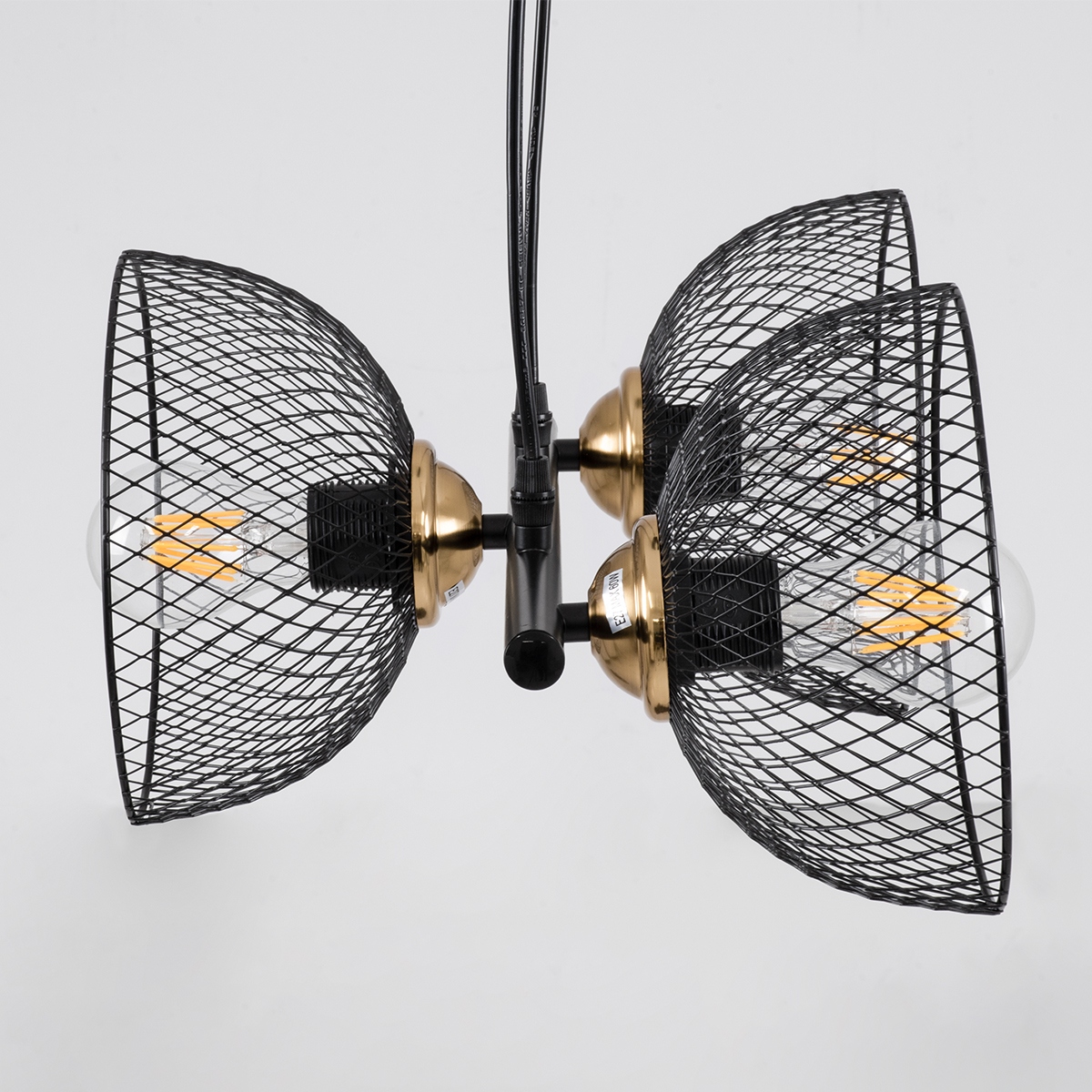 GloboStar® VERONA 00586 Μοντέρνο Κρεμαστό Φωτιστικό Οροφής Τρίφωτο Μαύρο Μεταλλικό Πλέγμα Μ50 x Π28 x Υ20cm - Image 5