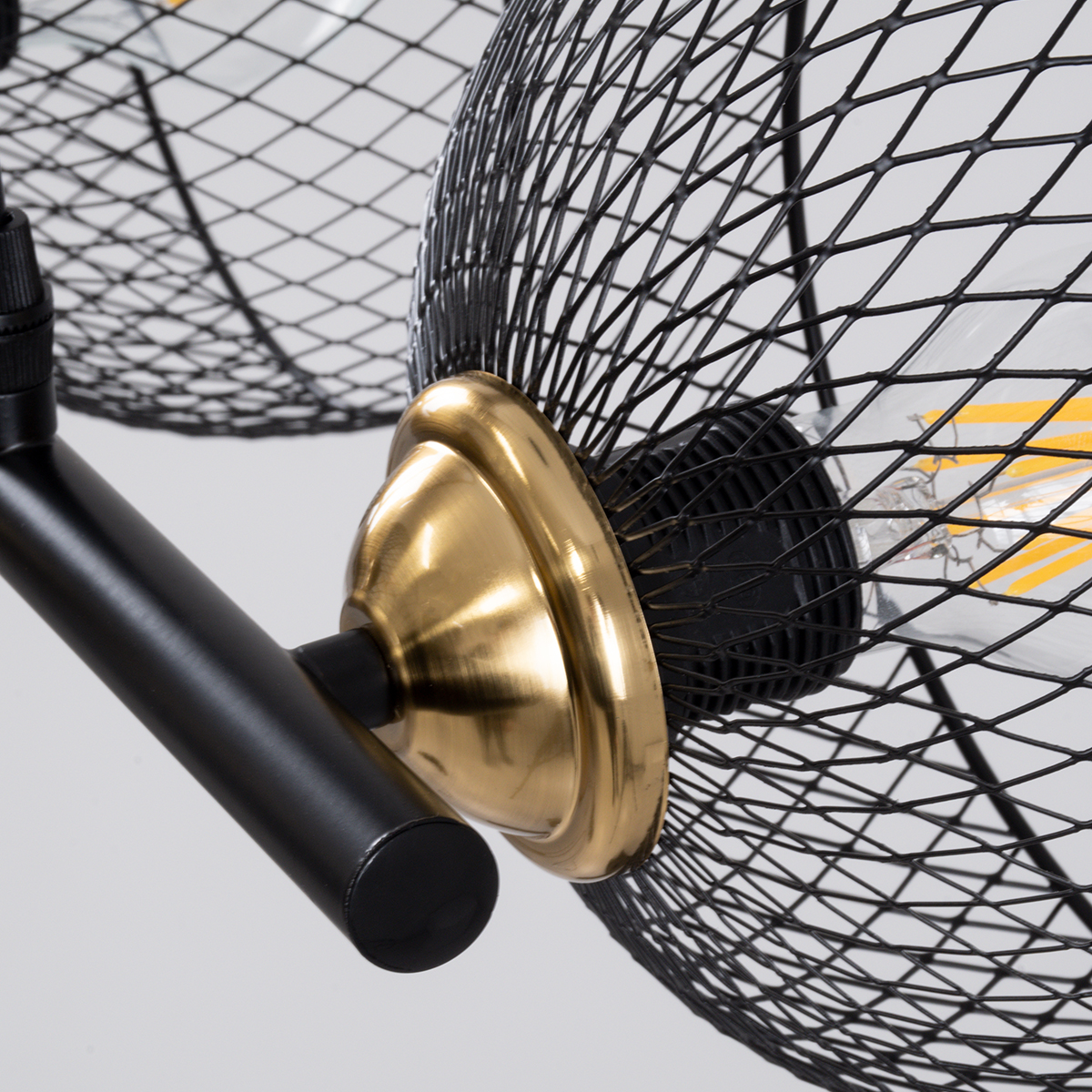 GloboStar® VERONA 00586 Μοντέρνο Κρεμαστό Φωτιστικό Οροφής Τρίφωτο Μαύρο Μεταλλικό Πλέγμα Μ50 x Π28 x Υ20cm - Image 8