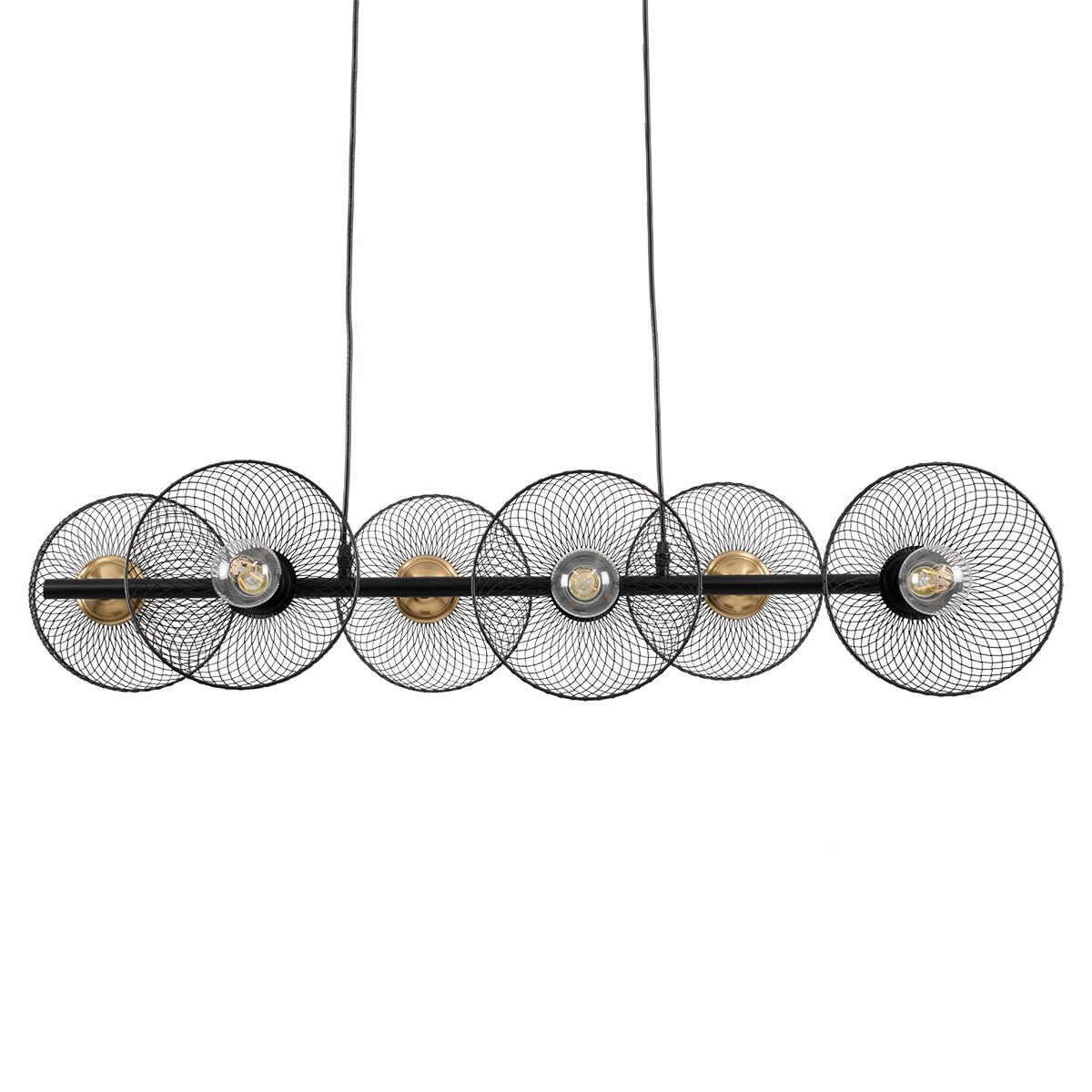 GloboStar® VERONA 00587 Μοντέρνο Κρεμαστό Φωτιστικό Οροφής Πολύφωτο Μαύρο Μεταλλικό Πλέγμα Μ100 x Π28 x Υ20cm