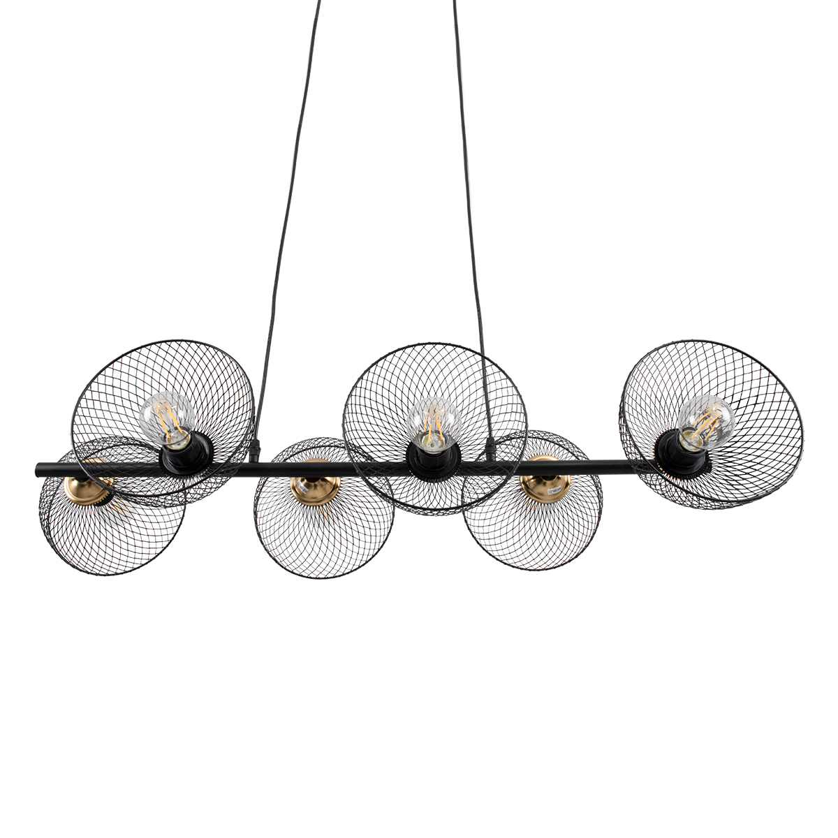 GloboStar® VERONA 00587 Μοντέρνο Κρεμαστό Φωτιστικό Οροφής Πολύφωτο Μαύρο Μεταλλικό Πλέγμα Μ100 x Π28 x Υ20cm - Image 3