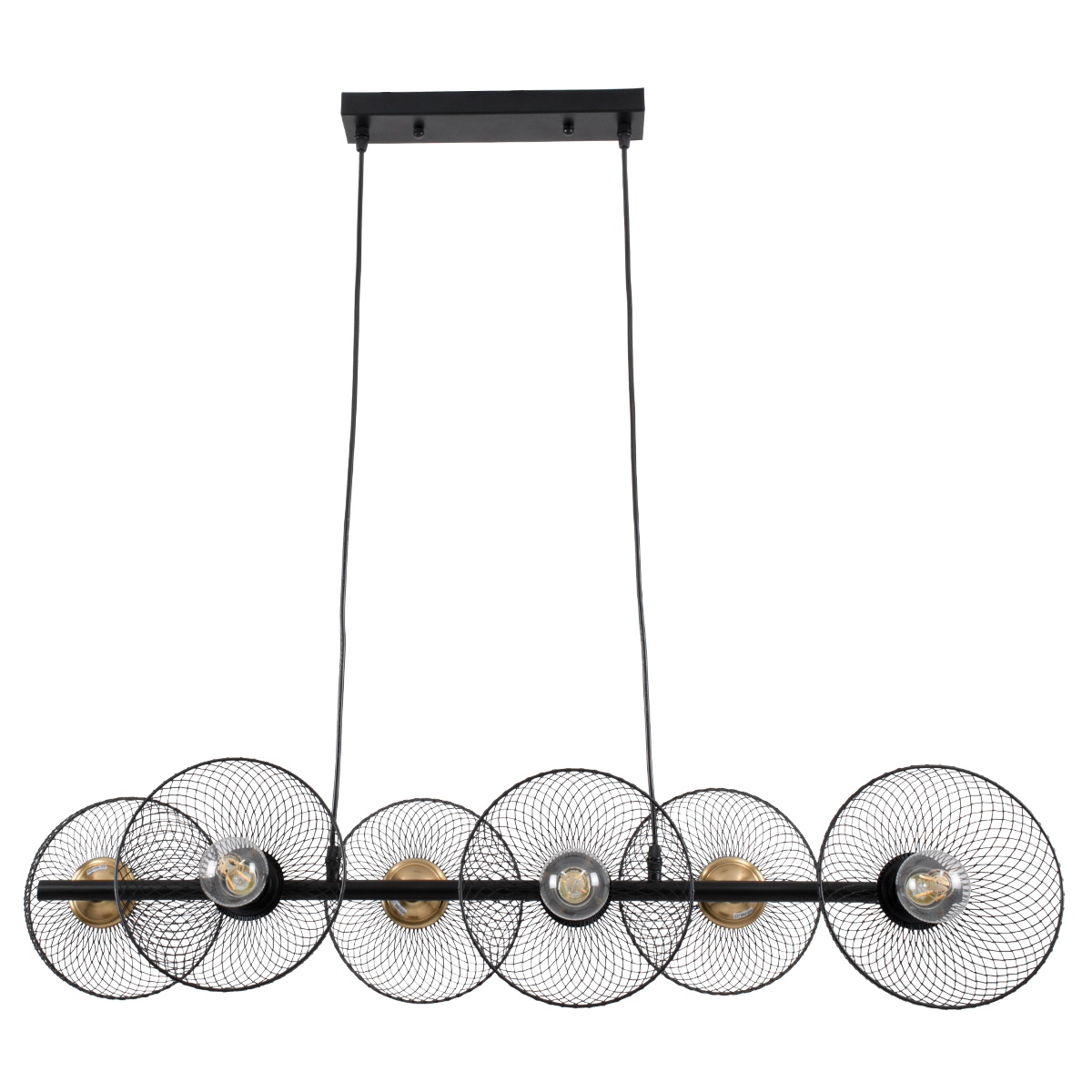 GloboStar® VERONA 00587 Μοντέρνο Κρεμαστό Φωτιστικό Οροφής Πολύφωτο Μαύρο Μεταλλικό Πλέγμα Μ100 x Π28 x Υ20cm - Image 4