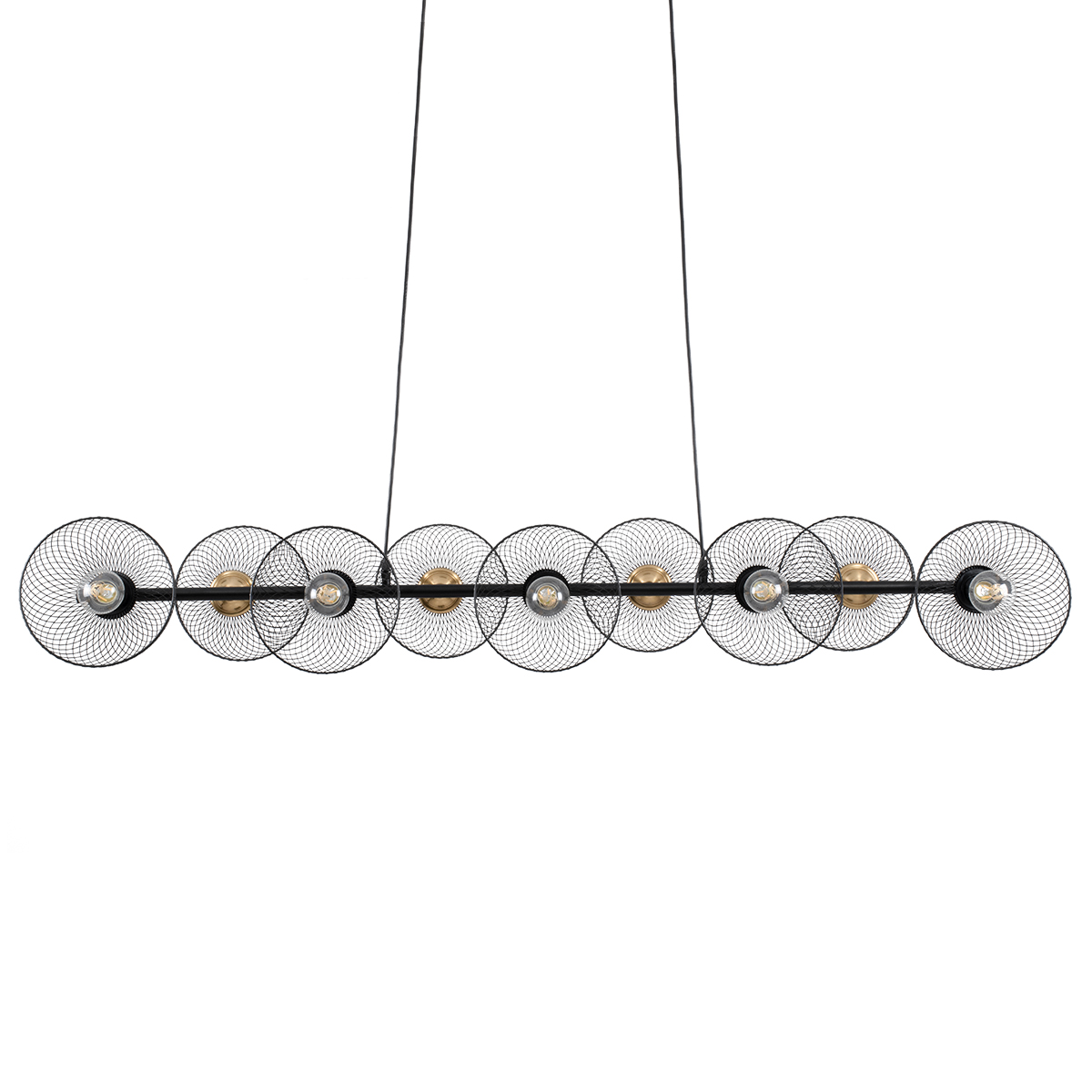GloboStar® VERONA 00588 Μοντέρνο Κρεμαστό Φωτιστικό Οροφής Πολύφωτο Μαύρο Μεταλλικό Πλέγμα Μ140 x Π28 x Υ20cm
