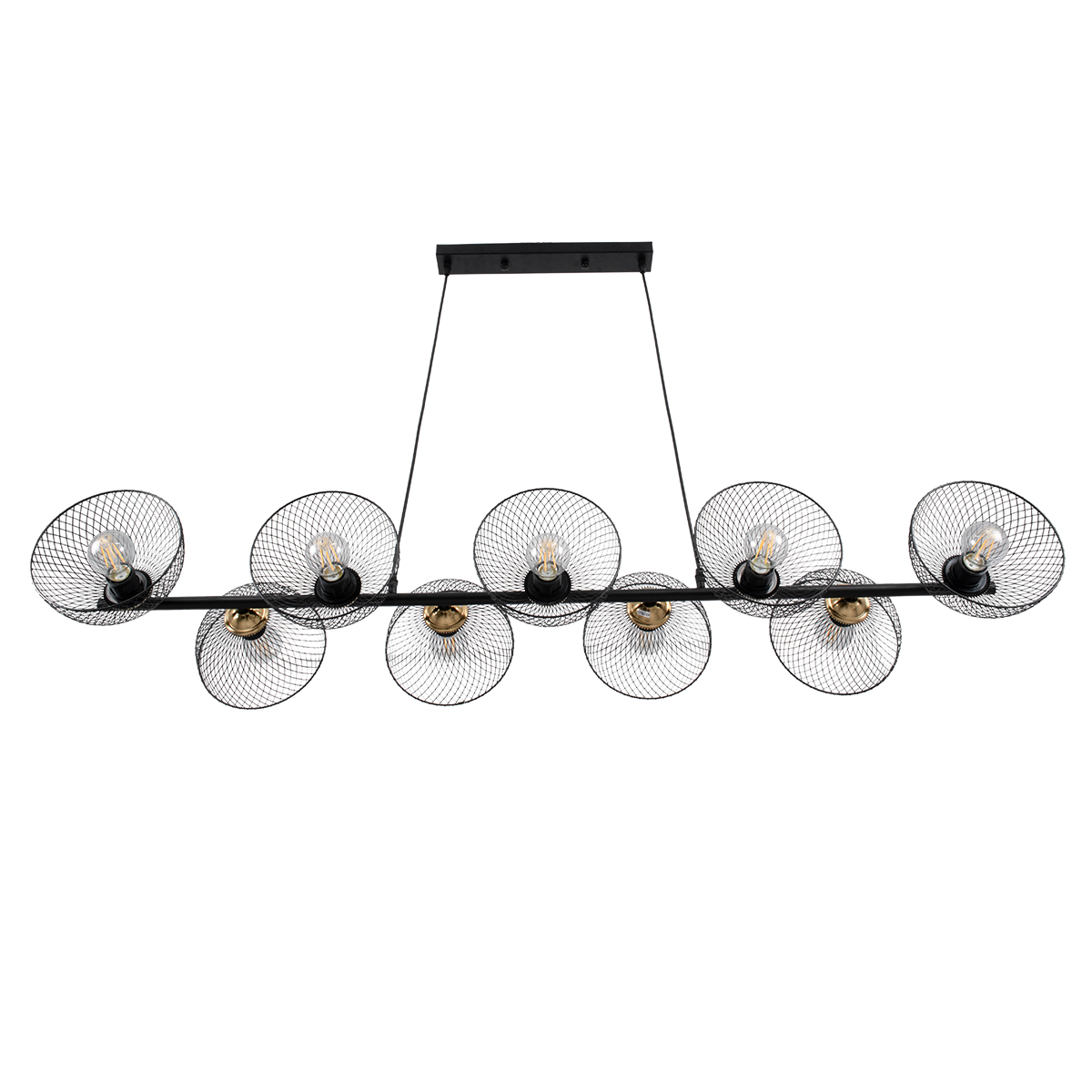 GloboStar® VERONA 00588 Μοντέρνο Κρεμαστό Φωτιστικό Οροφής Πολύφωτο Μαύρο Μεταλλικό Πλέγμα Μ140 x Π28 x Υ20cm - Image 3