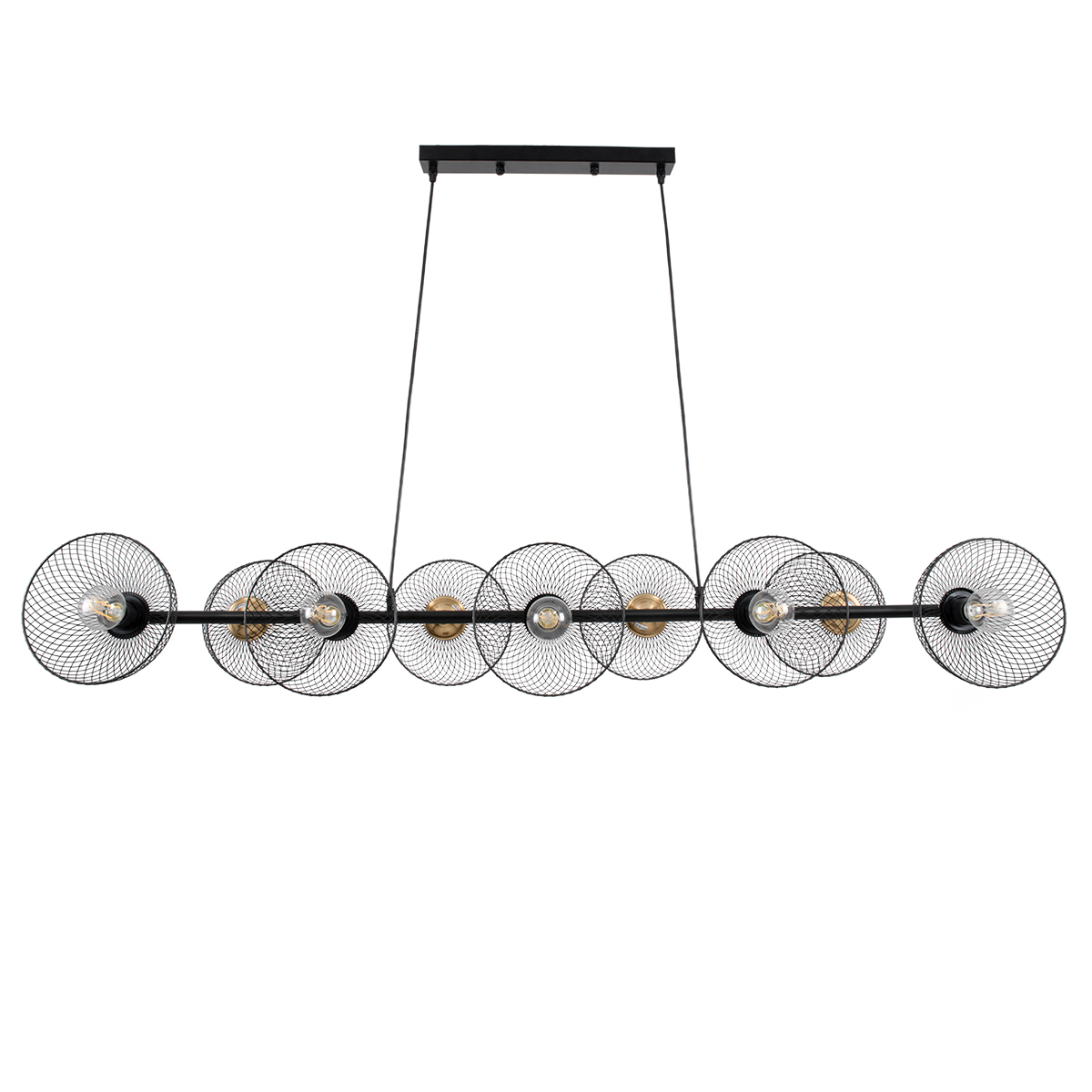 GloboStar® VERONA 00588 Μοντέρνο Κρεμαστό Φωτιστικό Οροφής Πολύφωτο Μαύρο Μεταλλικό Πλέγμα Μ140 x Π28 x Υ20cm - Image 4