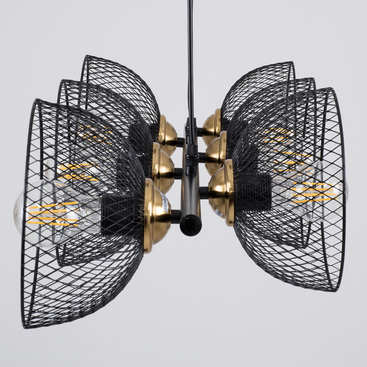 GloboStar® VERONA 00588 Μοντέρνο Κρεμαστό Φωτιστικό Οροφής Πολύφωτο Μαύρο Μεταλλικό Πλέγμα Μ140 x Π28 x Υ20cm - Image 6
