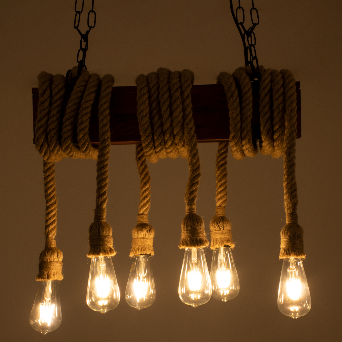 GloboStar® VIKING 00606 Vintage Κρεμαστό Φωτιστικό Οροφής Πολύφωτο Σκούρο Καφέ Μεταλλικό Ξύλινο Ράγα Μ53 x Π11 x Υ96cm έως Y220cm max - Image 3