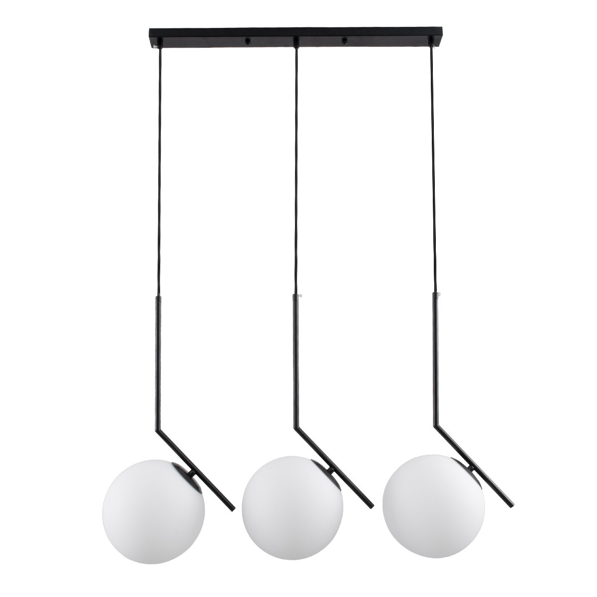 GloboStar® MONROE 00954 Μοντέρνο Κρεμαστό Φωτιστικό Οροφής Τρίφωτο Μαύρο - Λευκό Μεταλλικό Μπάλα Μ74 x Π25 x Υ50cm