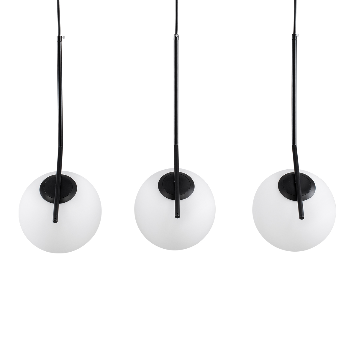 GloboStar® MONROE 00954 Μοντέρνο Κρεμαστό Φωτιστικό Οροφής Τρίφωτο Μαύρο - Λευκό Μεταλλικό Μπάλα Μ74 x Π25 x Υ50cm - Image 5