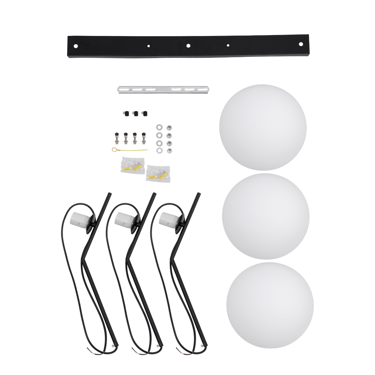 GloboStar® MONROE 00954 Μοντέρνο Κρεμαστό Φωτιστικό Οροφής Τρίφωτο Μαύρο - Λευκό Μεταλλικό Μπάλα Μ74 x Π25 x Υ50cm - Image 7