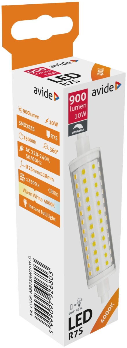 Avide LED 10W R7S 23x118mm 4000K Dimmable
