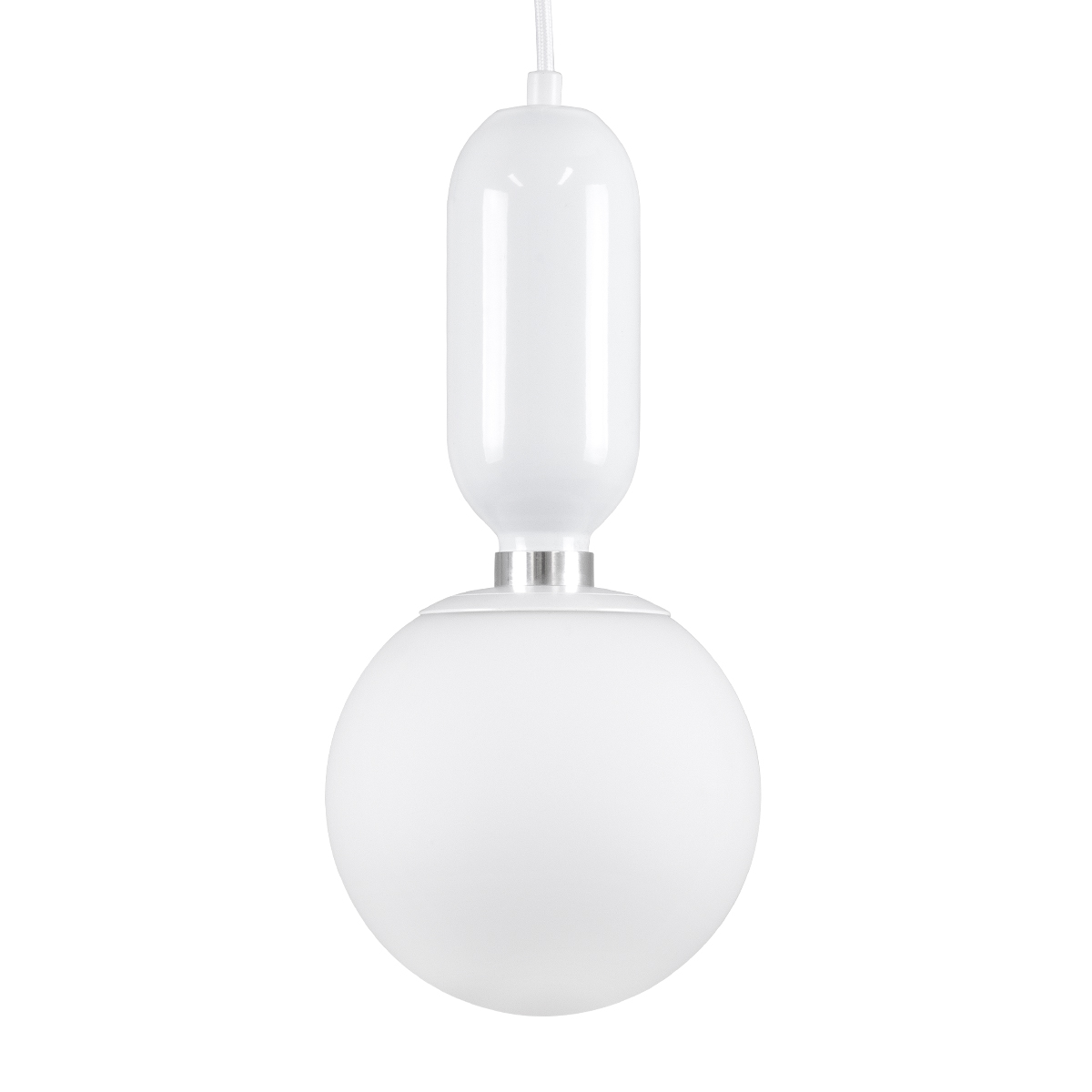 GloboStar® MAVERICK 00944 Μοντέρνο Κρεμαστό Φωτιστικό Οροφής Μονόφωτο Λευκό Μεταλλικό Γυάλινο Μπάλα Φ15 x Υ15cm
