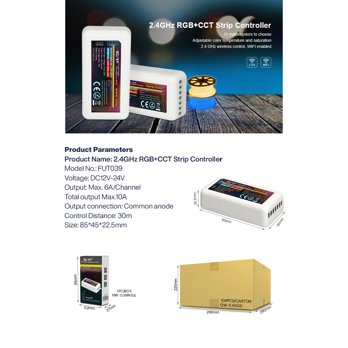 GloboStar® 73433 Mi-Light MiBOXER FUT039 - Ασύρματος RF 2.4GHz 433MHz RGBW+WW LED Strip Controller DC 12V-24V Max 10A - Image 3
