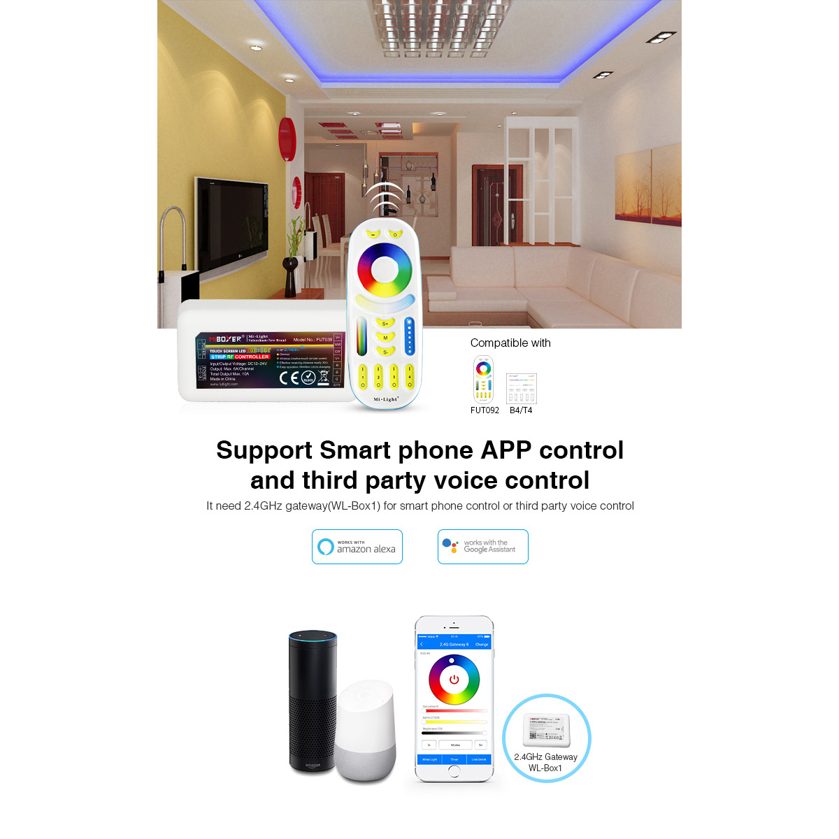GloboStar® 73433 Mi-Light MiBOXER FUT039 - Ασύρματος RF 2.4GHz 433MHz RGBW+WW LED Strip Controller DC 12V-24V Max 10A - Image 4