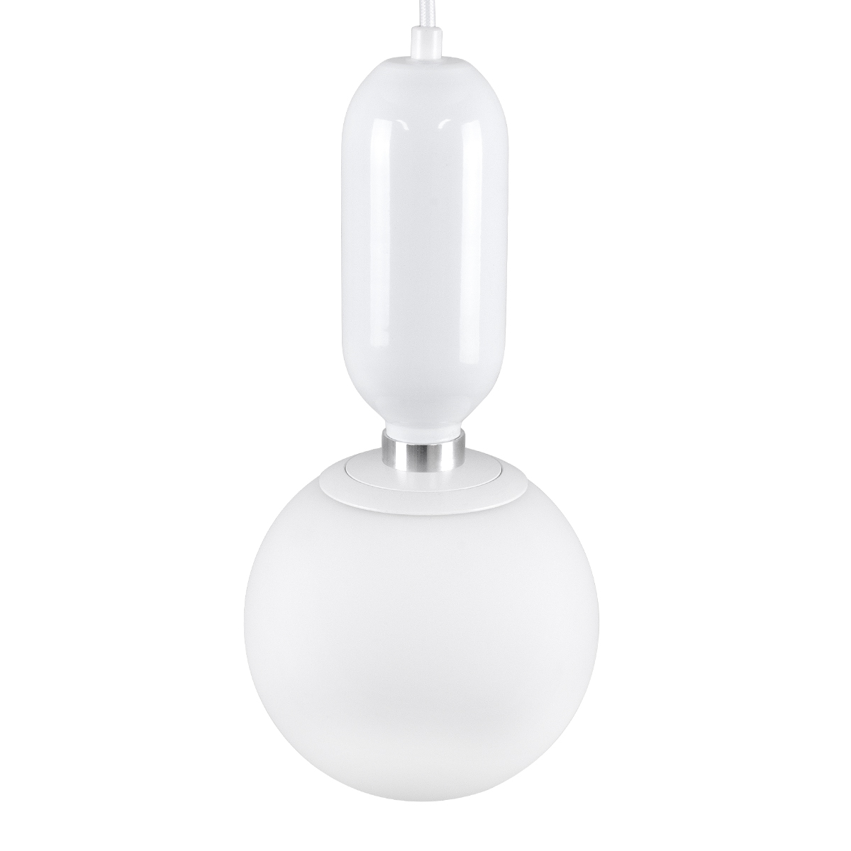GloboStar® MAVERICK 00944 Μοντέρνο Κρεμαστό Φωτιστικό Οροφής Μονόφωτο Λευκό Μεταλλικό Γυάλινο Μπάλα Φ15 x Υ15cm - Image 6