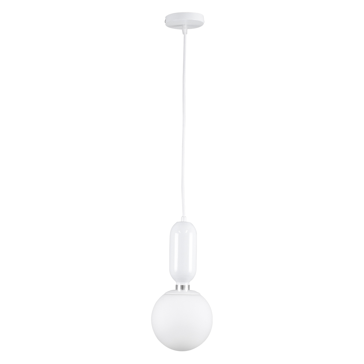 GloboStar® MAVERICK 00944 Μοντέρνο Κρεμαστό Φωτιστικό Οροφής Μονόφωτο Λευκό Μεταλλικό Γυάλινο Μπάλα Φ15 x Υ15cm - Image 4