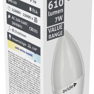 Avide LED Κερί 7W E14  Ψυχρό 6400K Value