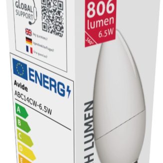 Avide LED Κερί 6.5W E14 Ψυχρό 6400K Υψηλής Φωτεινότητας