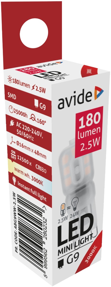 Avide LED G9 2.5W 160° Θερμό 3000K