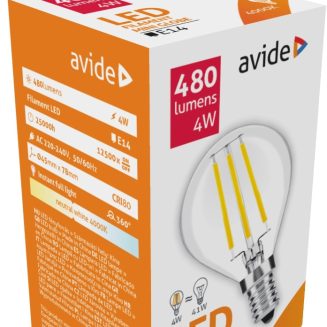 Avide LED Filament Σφαιρική  4W E14 360° Λευκό 4000K