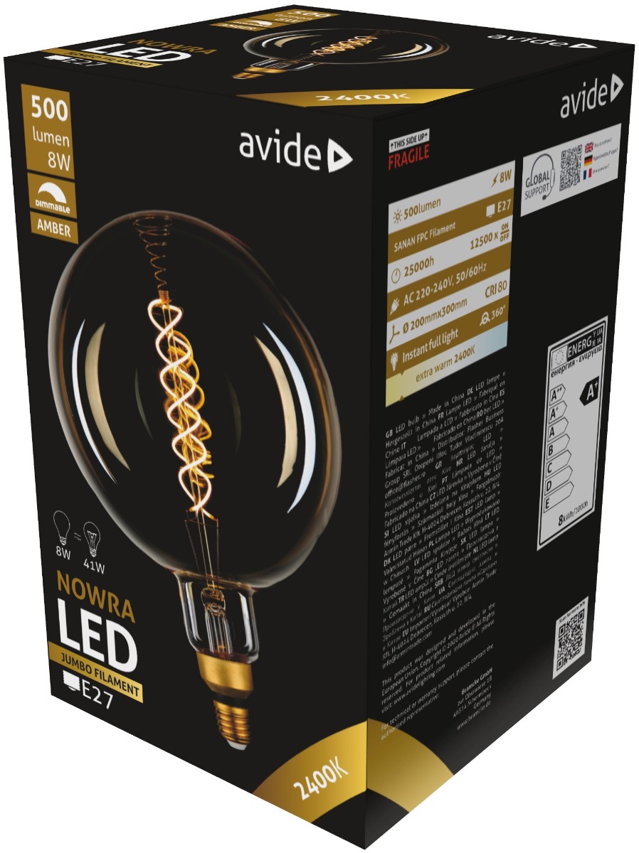 Avide LED Jumbo Nowra 8W E27 2400K Ντιμαριζόμενο 200x300mm