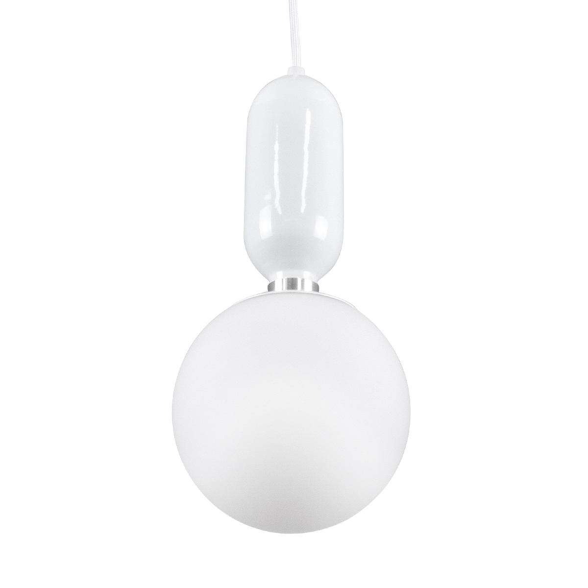 GloboStar® MAVERICK 00944 Μοντέρνο Κρεμαστό Φωτιστικό Οροφής Μονόφωτο Λευκό Μεταλλικό Γυάλινο Μπάλα Φ15 x Υ15cm - Image 5