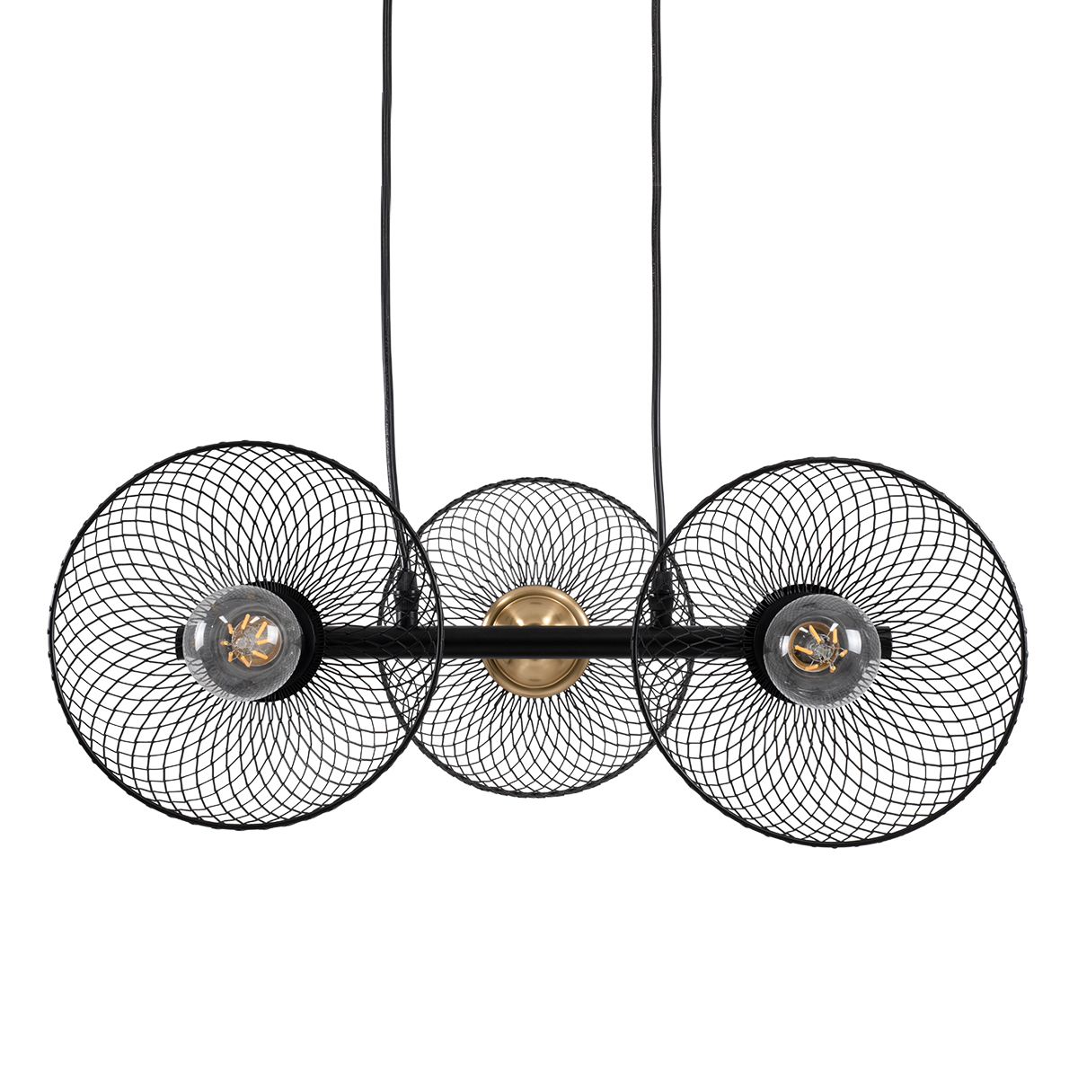 GloboStar® VERONA 00586 Μοντέρνο Κρεμαστό Φωτιστικό Οροφής Τρίφωτο Μαύρο Μεταλλικό Πλέγμα Μ50 x Π28 x Υ20cm - Image 2