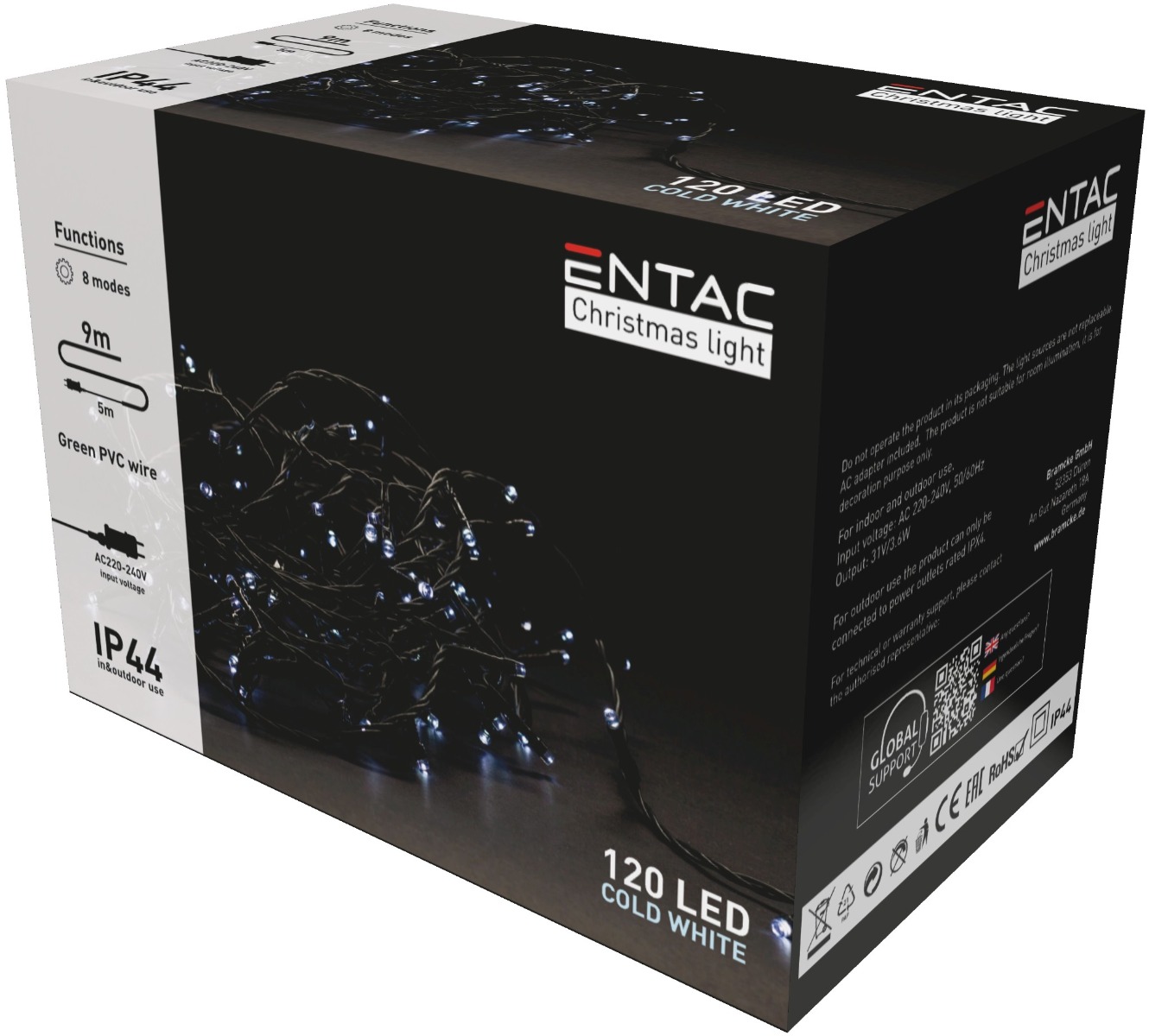 Entac Christmas IP44 120 LED Light 6400K 9m