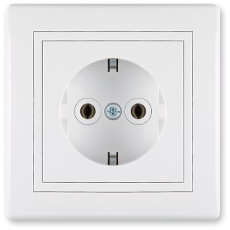 PRESTIGE Double-pole socket outlet with polycarbonate insert, white without interframe