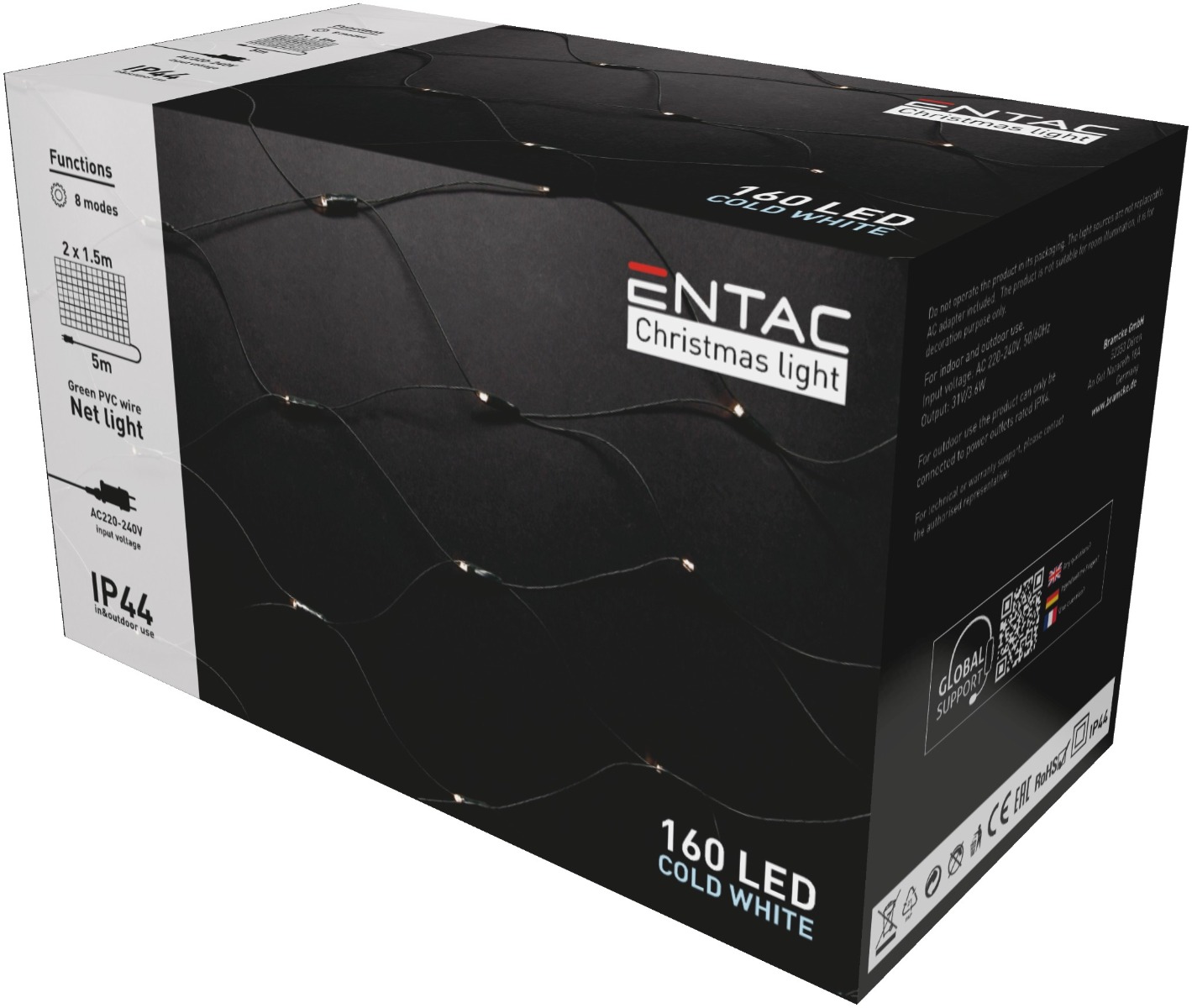 Entac Christmas IP44 Net 160 LED 2m x 1,5m 6400K