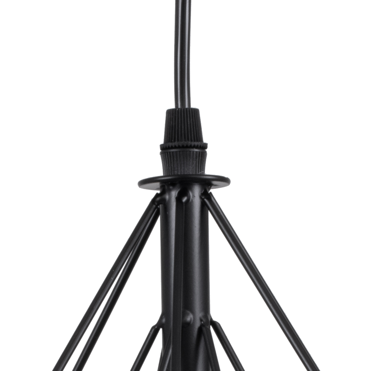 GloboStar® EIFFEL 61569 Vintage Κρεμαστό Φωτιστικό Οροφής Τρίφωτο 3 x E27 Μαύρο Μεταλλικό Πλέγμα με Λευκό Ύφασμα L68 x W25 x H130cm - Image 7