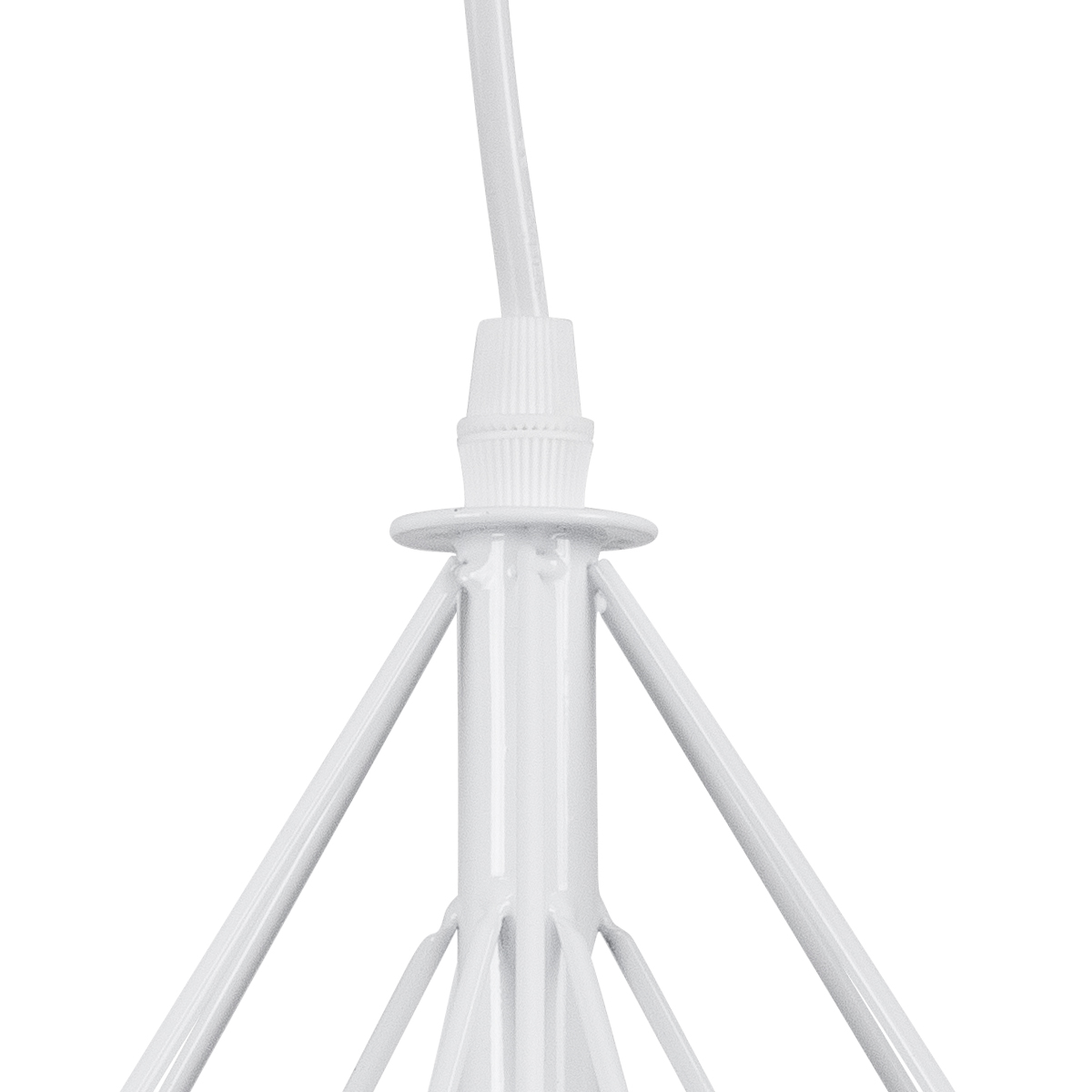 GloboStar® EIFFEL 61570 Vintage Κρεμαστό Φωτιστικό Οροφής Τρίφωτο 3 x E27 Λευκό Μεταλλικό Πλέγμα με Λευκό Ύφασμα L68 x W25 x H130cm - Image 7