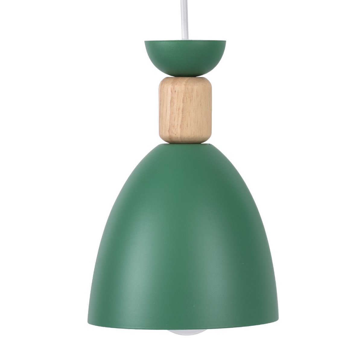 GloboStar® AVA 61575 Μοντέρνο Κρεμαστό Φωτιστικό Οροφής Τρίφωτο 3 x E27 Πράσινο Κυπαρισσί Μεταλλικό Καμπάνα με Ξύλινη Λεπτομέρεια D35 x H130cm - Image 6