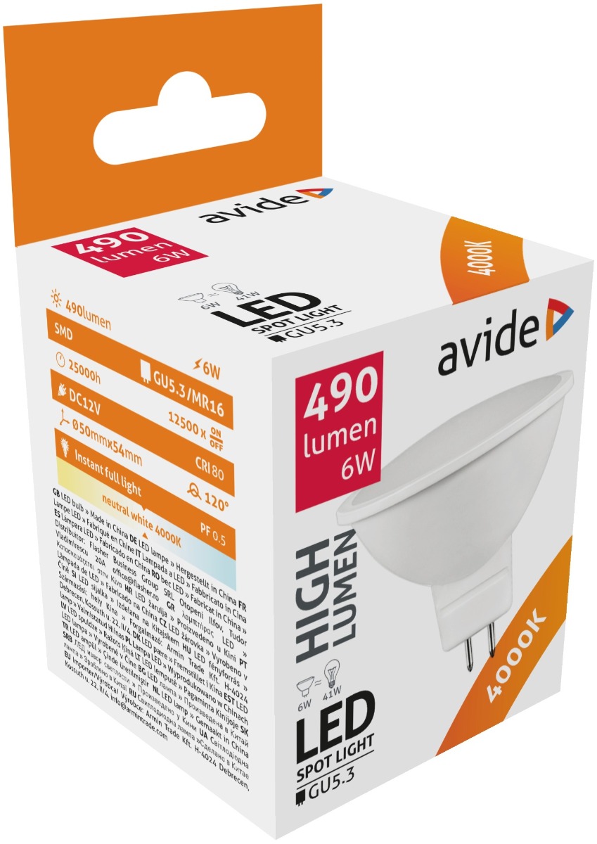 Avide LED Σπότ Αλουμίνιο + Πλαστικό 6W GU5.3 12V 120° Λευκό 4000K - Image 2