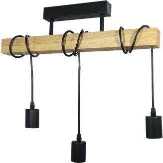 Avide Pendant Lamp Madeline 3xE27 Sockets Wood/Black