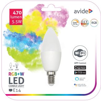 Avide Smart LED Candle 5.5W RGB+W WIFI APP Control