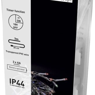 Entac Christmas IP44 96 LED Light with Timer Multicolor 7m (3AA)