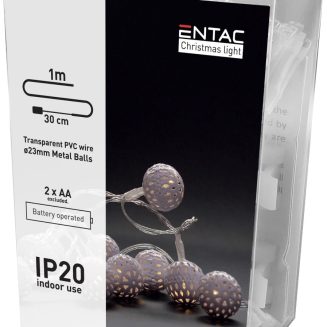 Entac Christmas Indoor Metal Ball Light 10LED WW 1m (2AA excl.)