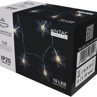 Entac Christmas Indoor Plastic snowflake 10LED WW 1m (2AA excl.)