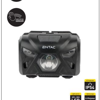 Entac Headlight 5W with Handwave Sensor XPE+Red light, Black