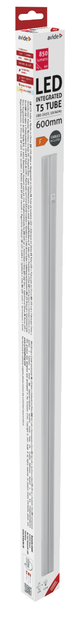 Avide LED T5 Integrated Tube 9W 600mm WW 3000K with AC plug