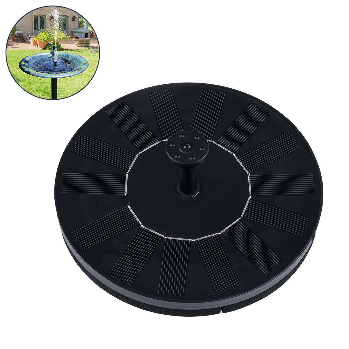 GloboStar® 71530 Ηλιακό Αυτόνομο Φωτοβολταϊκό Διακοσμητικό Συντριβάνι με Μέγιστο Ύψος Νερού 30-60cm - 4 Διαφορετικά Μπέκ Ψεκασμού Αδιάβροχο IP68 Φ16 x Υ7.5cm - Image 2
