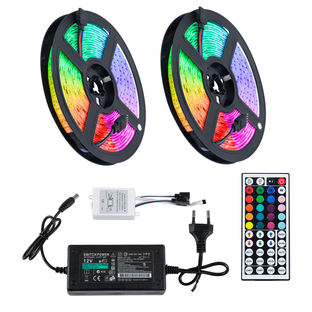 GloboStar 70418 Σετ Ταινία LED RGB SMD 5050 10m (2x5M) 7.2W/m 30LED/m 576 lm/m 120° DC 12V με Τροφοδοτικό & Ασύρματο Τηλεχειριστήριο Αδιάβροχη IP65 - Image 2