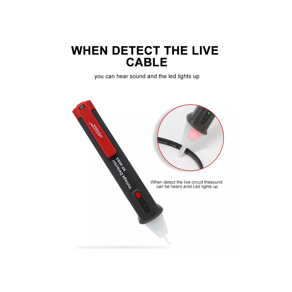 GloboStar 79991 Επαγγελματικός Ανιχνευτής Τάσης ΑC - Voltage Detector Χωρίς Επαφή 50-1000V με Φακό LED - Ένδειξη LED - Ένδειξη Ισχύος Σήματος - Εργαλείο Ηλεκτρολόγου - Image 10