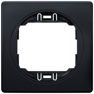 EON E6801.E1E One-gang frame 80x80, soft-touch black with black holder