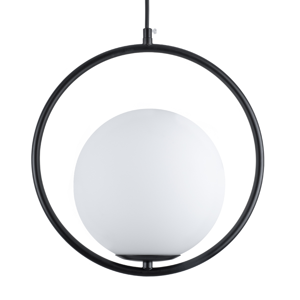 GloboStar® MADRID 00931 Μοντέρνο Κρεμαστό Φωτιστικό Οροφής Μονόφωτο Μαύρο Μεταλλικό Γυάλινο Μπάλα Μ30 x Π20 x Υ30cm