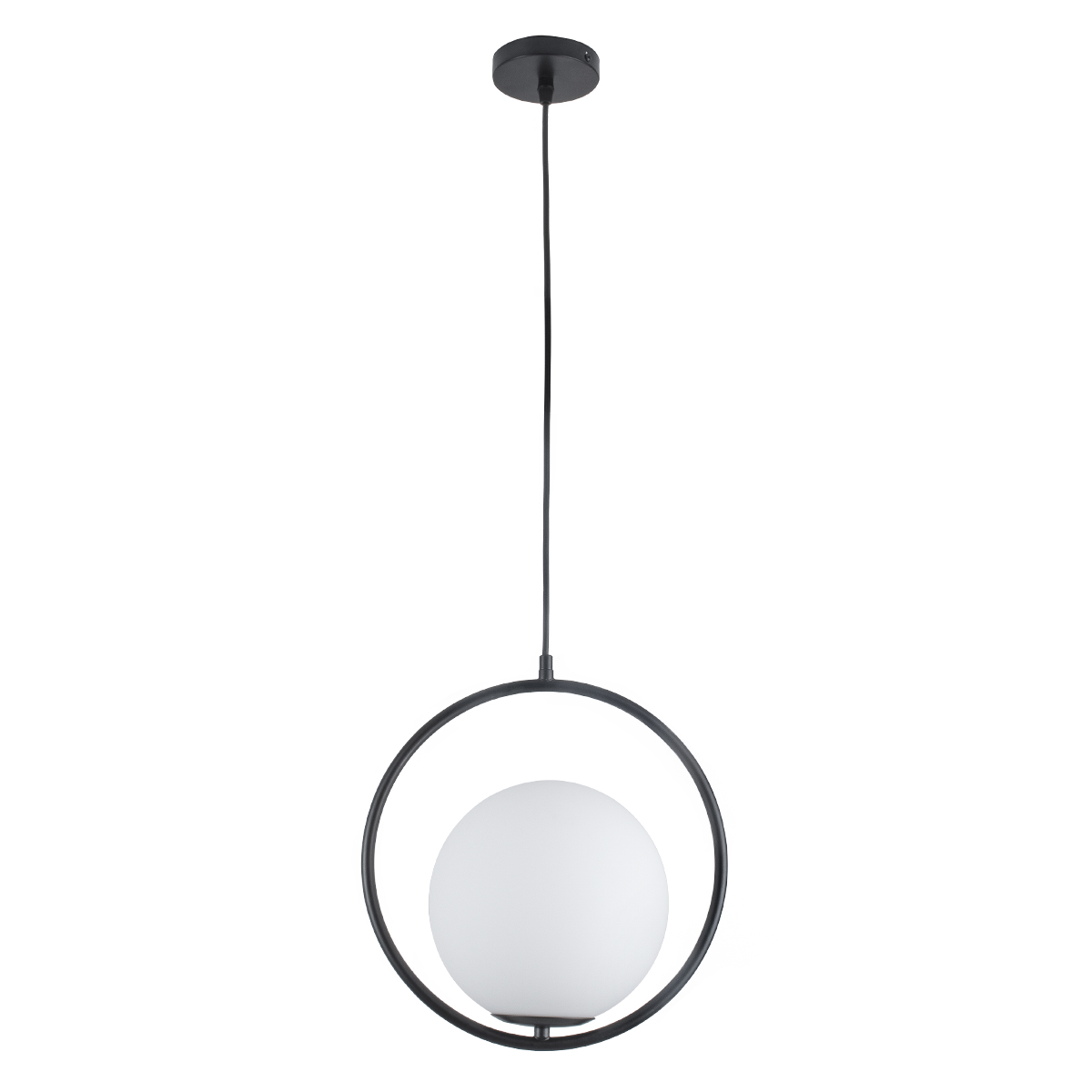 GloboStar® MADRID 00931 Μοντέρνο Κρεμαστό Φωτιστικό Οροφής Μονόφωτο Μαύρο Μεταλλικό Γυάλινο Μπάλα Μ30 x Π20 x Υ30cm - Image 4