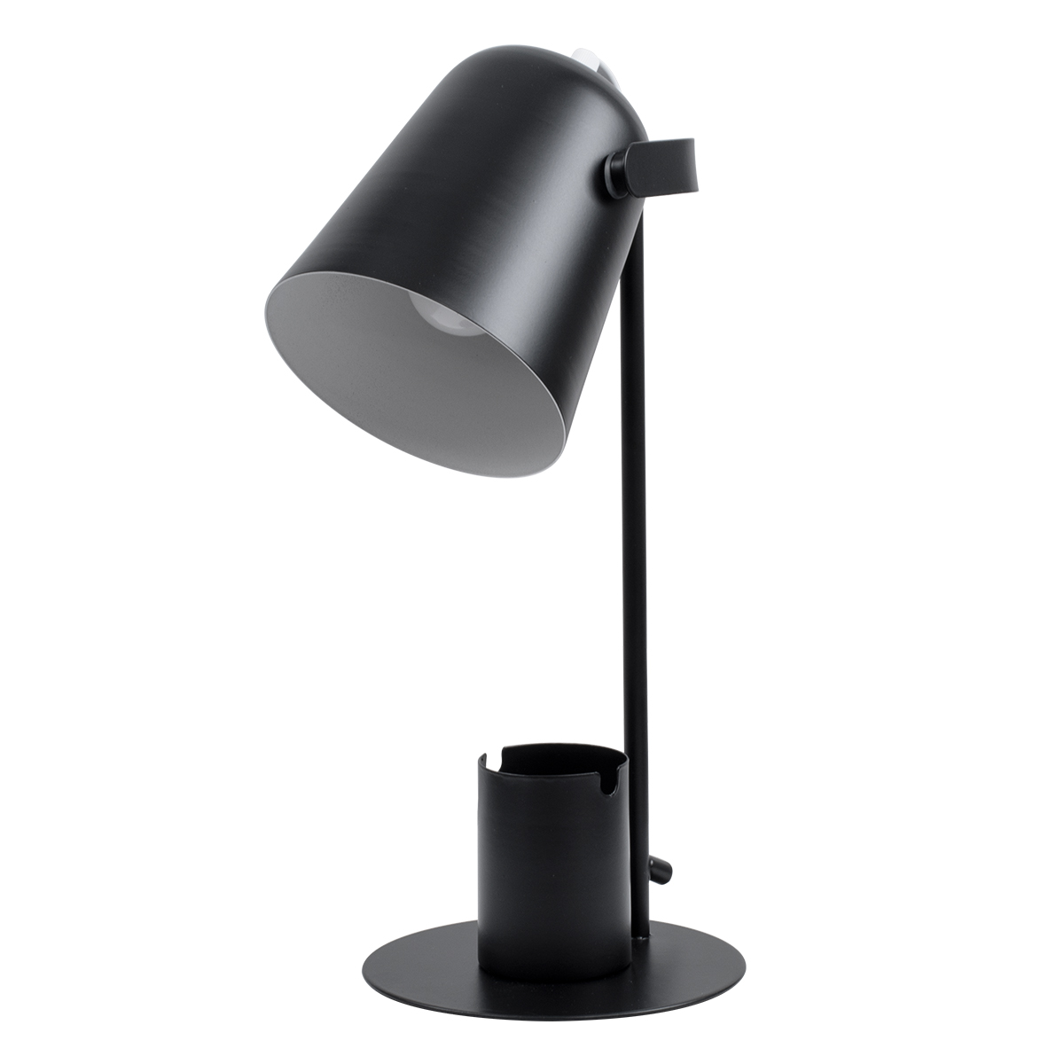 GloboStar® PENCASE 61563 Μοντέρνο Επιτραπέζιο Φωτιστικό Γραφείου - Πορτατίφ - Μονόφωτο 1 x E27 Μαύρο Μεταλλικό Καμπάνα με Διακόπτη On/Off - Μολυβοθήκη & Βάση Τηλεφώνου - L12 x W15 x H38cm - Image 2