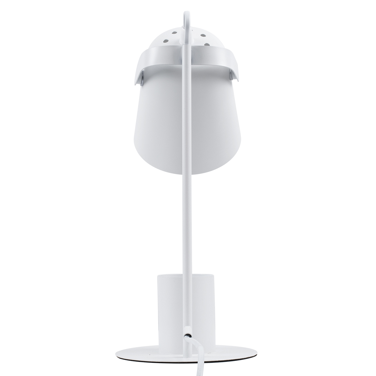 GloboStar® PENCASE 61564 Μοντέρνο Επιτραπέζιο Φωτιστικό Γραφείου - Πορτατίφ - Μονόφωτο 1 x E27 Λευκό Μεταλλικό Καμπάνα με Διακόπτη On/Off - Μολυβοθήκη & Βάση Τηλεφώνου - L12 x W15 x H38cm - Image 4